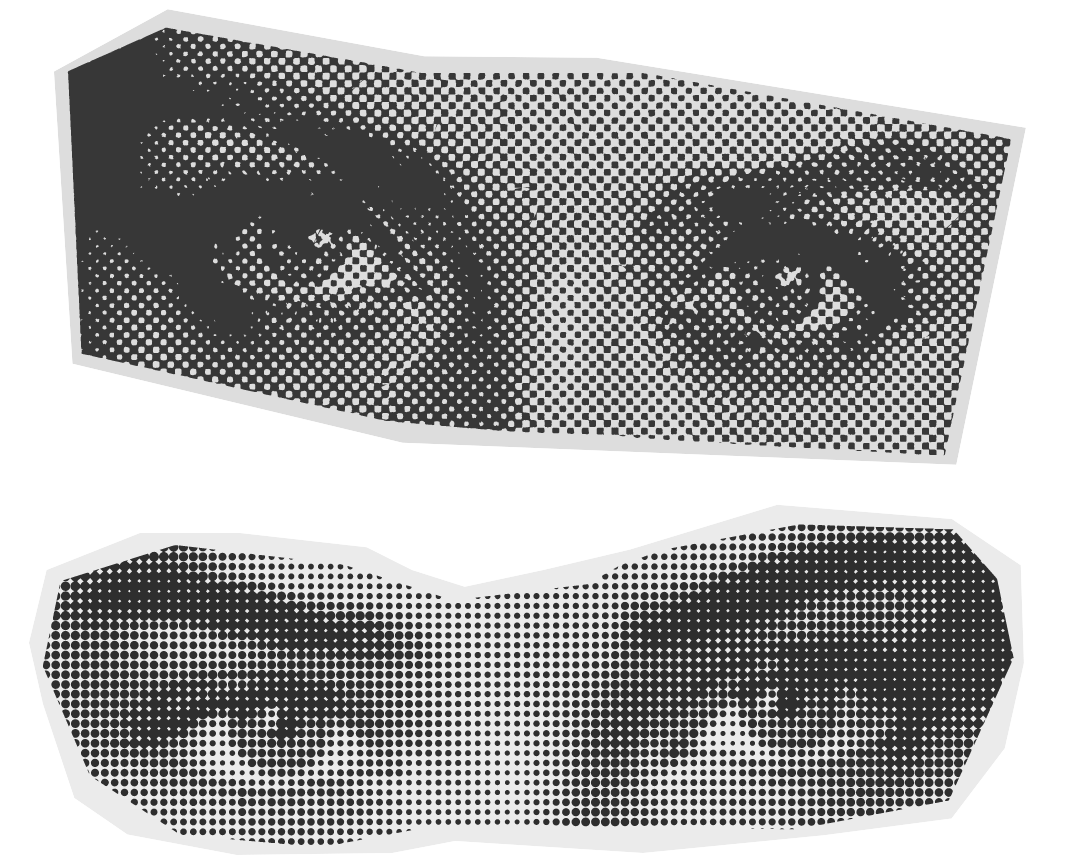 ojos de mujeres pixelados efecto comic blanco y negro