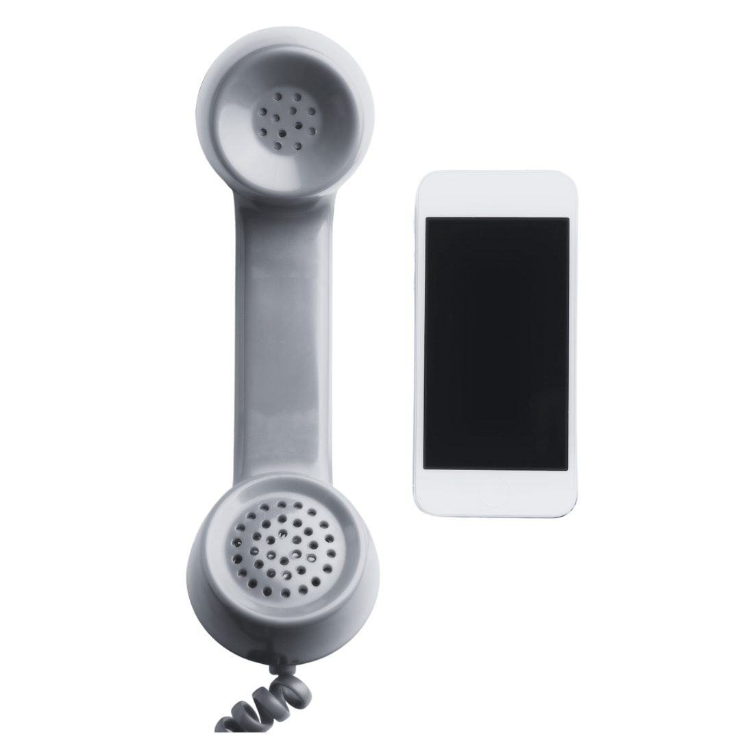 telefono y móvil en blanco y negro